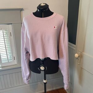 Champion Women's Light Purple Cropped Hoodie
